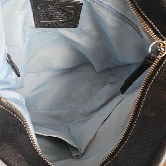 Coach Black Leather Crossbody Bag With Adjustable Strap Front Zip Pocket - Picture 4 of 7